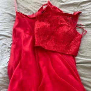 Clarisse coral 2 piece prom dress